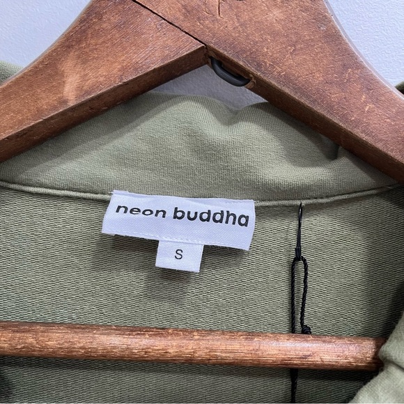 Neon Buddha paint the sky jacket Olive green size artsy Lagenlook quirky small - Picture 9 of 10